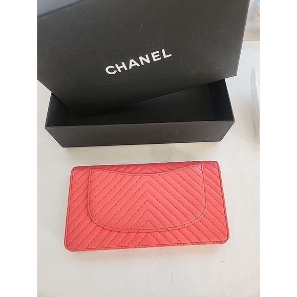 CHANEL Classic Long Flap Bifold Wallet Lamb Skin Authentic HTF Pink - Picture 7 of 12